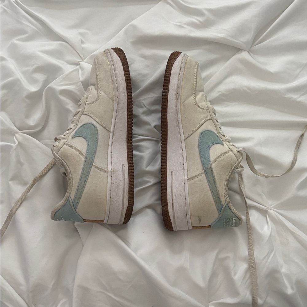 Nike Cream and Blue Sneakers